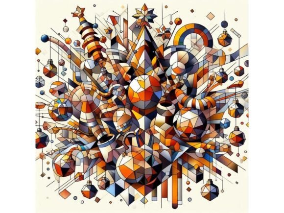 A Cubist Interpretation of Christmas Dec in Illustrations