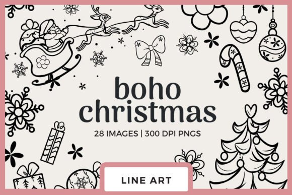 Boho Christmas Line Drawings: Essential Illustrations for Handmade Creators