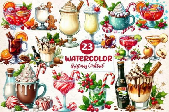 Christmas Cocktail Collection Illustrations