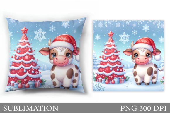Christmas Cow Pillow Sublimation for Blog Illustrations