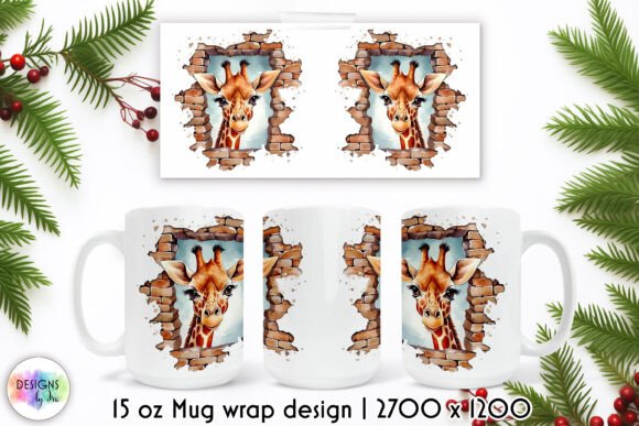 Christmas Cracked Wall Mug Wrap Design for Illustrations
