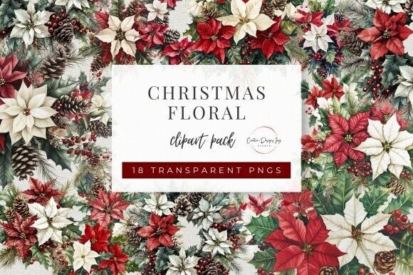 Christmas Floral Clipart for Seasonal Branding
