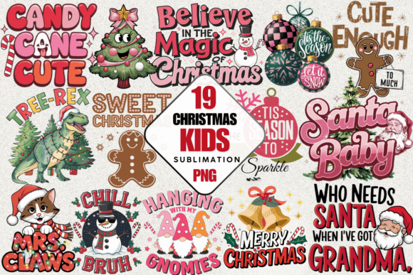 Christmas Kids Sublimation Bundle, PNG
