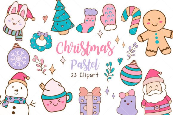 Christmas Pastel Cliparts for Modern Illustrations