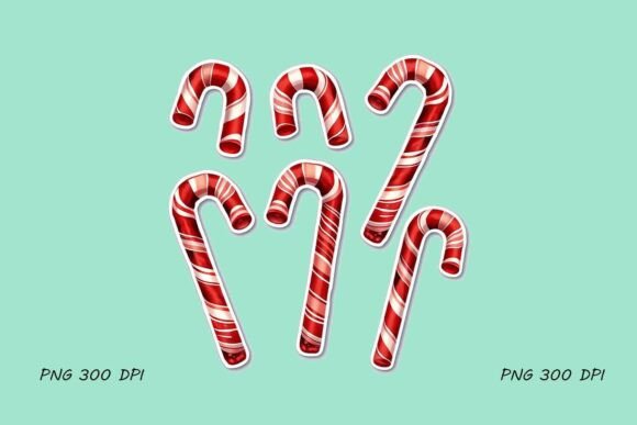 Christmas Red and White Candy Canes Illustrations
