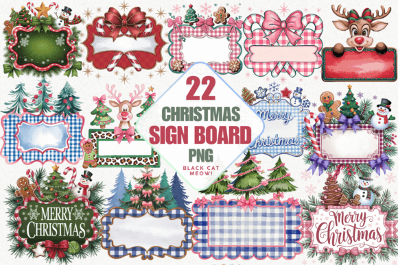 Christmas Sign Board Sublimation Bundle: Illustrations for Editorial Design