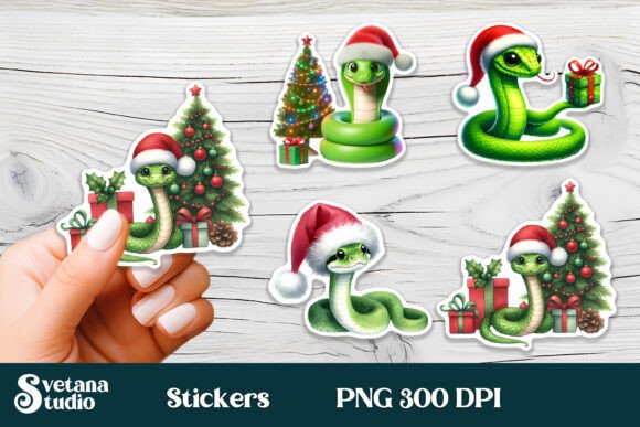Christmas Snake Stickers Printable PNG: A Designer’s Review for Branding and Illustrations