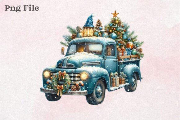 Christmas Snow Truck Clipart PNG: Seasonal Illustrations for Publishers