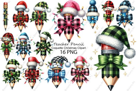 Coquette Christmas Teacher PNG Clipart for Illustrations