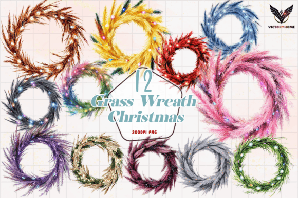Grass Wreath Christmas Clipart PNG for Illustrations