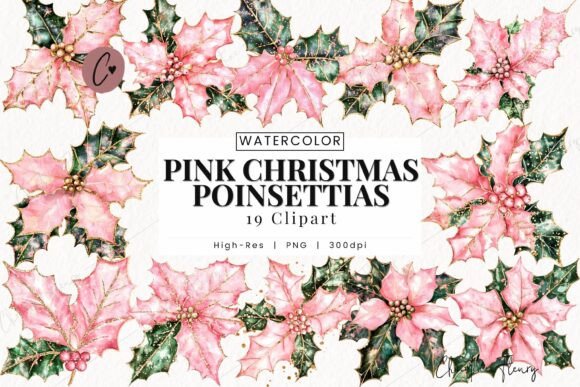 Pink Christmas Poinsettias Clipart: A Seller’s Review for Illustrations
