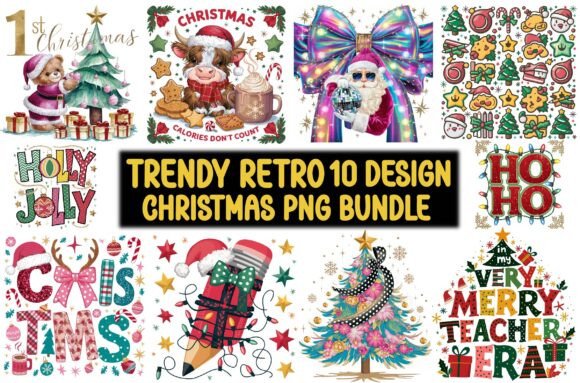 Retro Christmas PNG Bundle: Illustrations for Holiday Branding