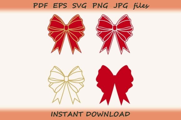 Simple Christmas Bow Silhouette Illustrations Review