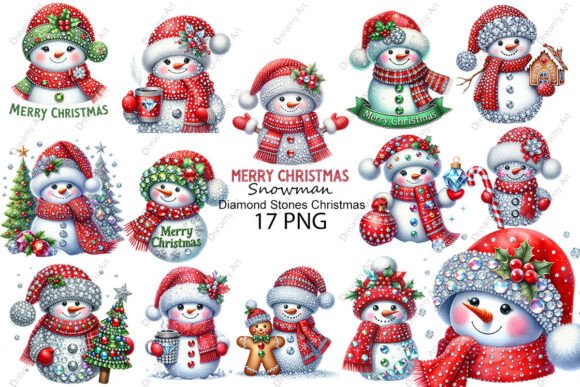 Snowman Diamond Stones Christmas Clipart for Illustrations