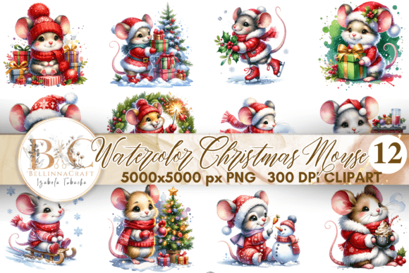 Watercolor Christmas Mouse Clipart PNG Review
